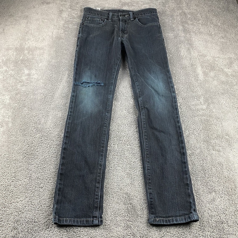 Levis 510 Skinny Jeans Youth 12 Reg 26x26‎ Navy Blue Dark Wash Distressed